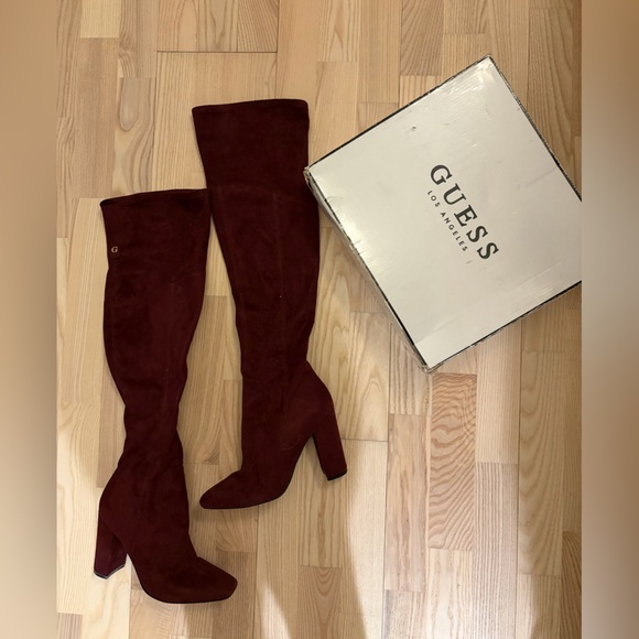 Guess Burgundy Over the Knee Boots - Picture 2 of 4